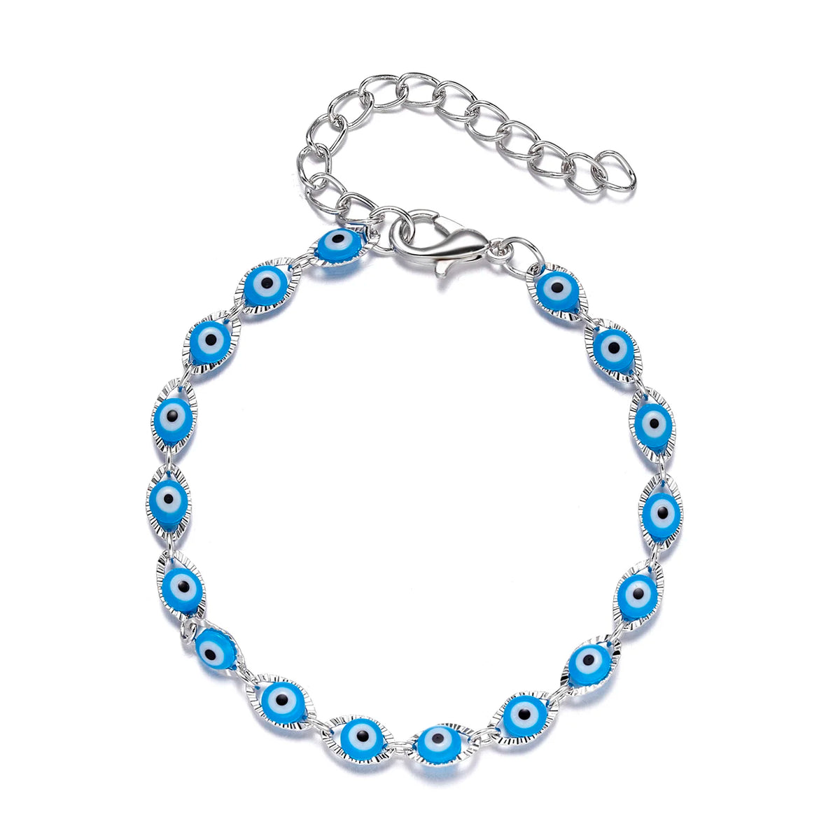 Simple Design Turkish Evil Eye Charm Bracelet for Women Boho Lucky Gold Color Copper Chain Adjustable Bracelet Summer Jewelry