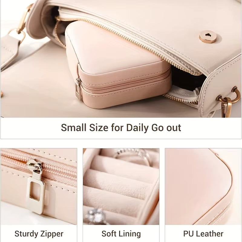 Mini Portable Leather Jewelry Box