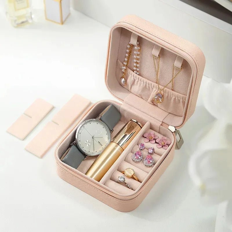 Mini Portable Leather Jewelry Box